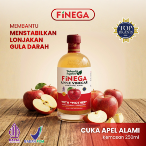Finega Cuka Apel 250ml (Botol Kaca) 