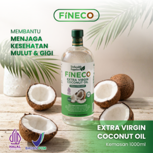Fineco Extra Virgin Coconut Oil 1000ml (Botol Kaca)