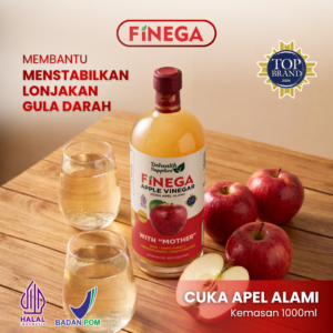 Finega Cuka Apel 1000ml (Botol Kaca)