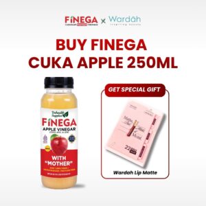 Finega Cuka Apel 250ml (Botol Plastik) Gratis Wardah Lip Matte
